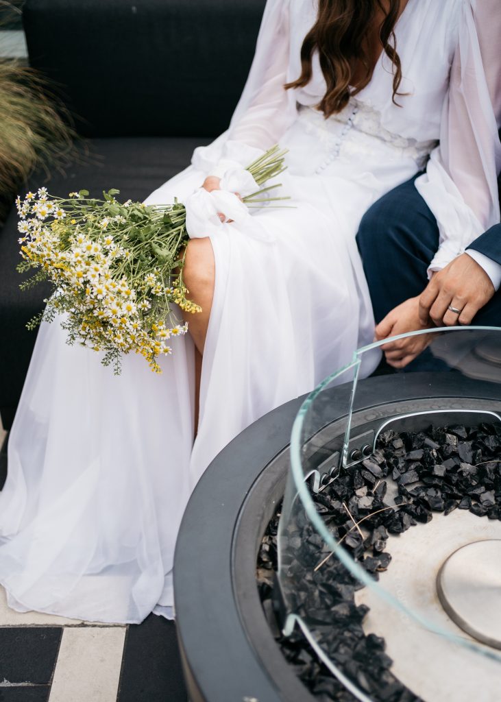 vestido de novia creado a medida en gasa de seda